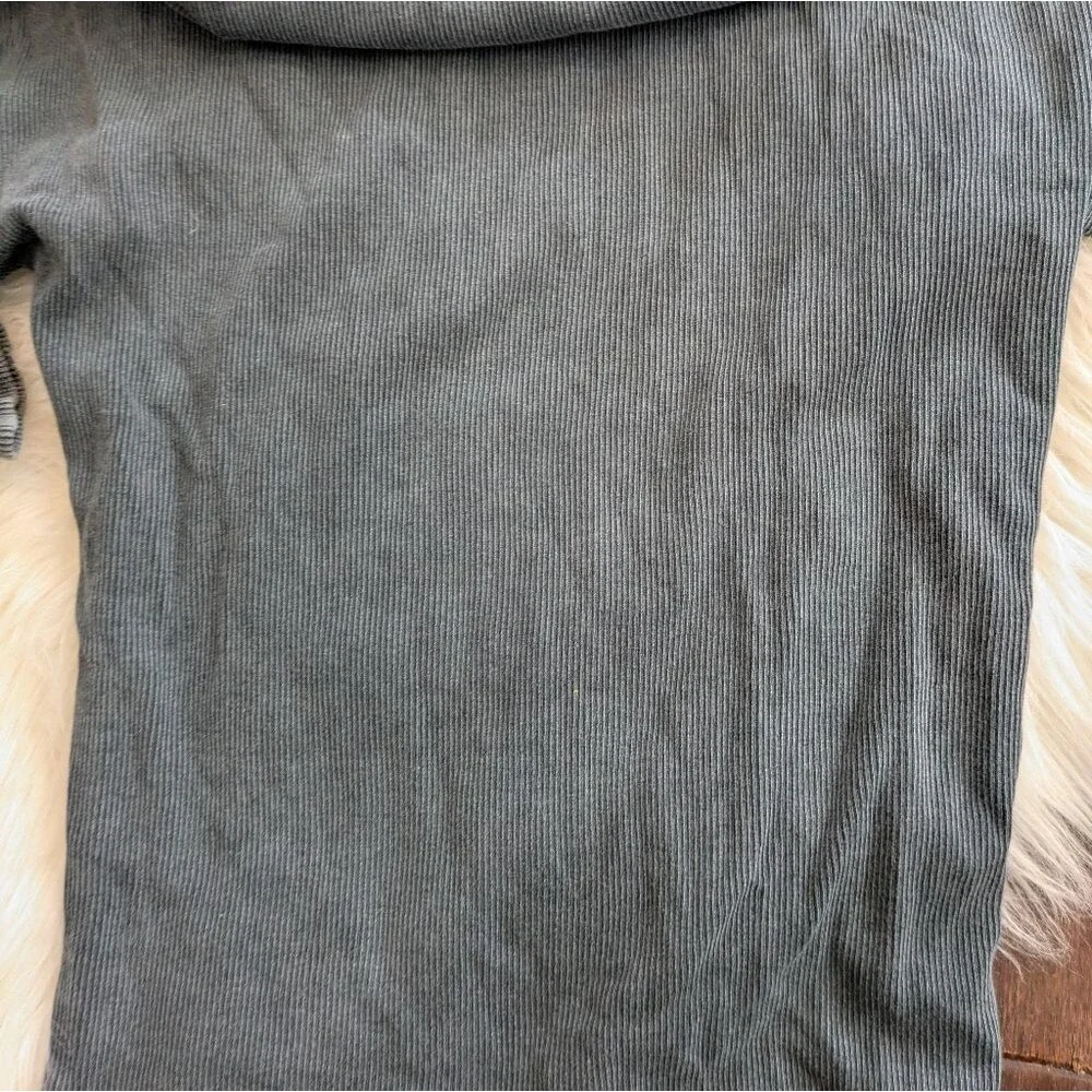 We The Free Hibiscus Foldover Long-Sleeve Top S Small grey ribbed